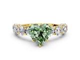 Yellow gold Fancy Green Heart Cut Diamond Side Stone Engagement Ring with Four-Prong Setting_24