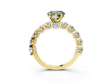 Yellow gold Fancy Green Heart Cut Diamond Side Stone Engagement Ring with Four-Prong Setting_27