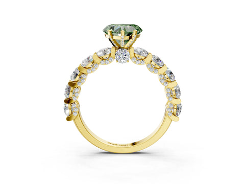 Yellow gold Fancy Green Heart Cut Diamond Side Stone Engagement Ring with Four-Prong Setting_27