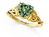 Yellow gold Fancy Green Heart Cut Diamond Solitaire Celtic Knot Ring with Four-Prong Setting_18
