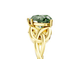 Yellow gold Fancy Green Heart Cut Diamond Solitaire Celtic Knot Ring with Four-Prong Setting_22