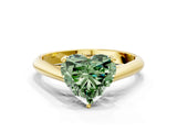 Yellow gold Fancy Green Heart Cut Diamond Solitaire Engagement Ring with Cathedral Setting and Four-Prong Mount_17