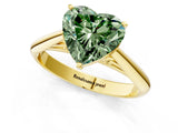 Yellow gold Fancy Green Heart Cut Diamond Solitaire Engagement Ring with Cathedral Setting and Four-Prong Mount_18