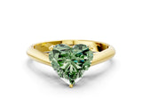 Yellow gold Fancy Green Heart Cut Diamond Solitaire Engagement Ring with Cathedral Setting and Four-Prong Mount_30