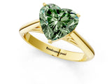 Yellow gold Fancy Green Heart Cut Diamond Solitaire Engagement Ring with Cathedral Setting and Four-Prong Mount_31