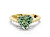Yellow gold Fancy Green Heart Cut Diamond Solitaire Engagement Ring with Cathedral Setting and Four-Prong Mount_72