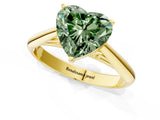 Yellow gold Fancy Green Heart Cut Diamond Solitaire Engagement Ring with Cathedral Setting and Four-Prong Mount_73