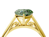 Yellow gold Fancy Green Heart Cut Diamond Solitaire Engagement Ring with Cathedral Setting and Four-Prong Mount_76