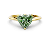 Yellow gold Fancy Green Heart Cut Diamond Solitaire Engagement Ring with Classic Band and Four-Prong Setting_24