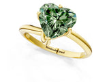 Yellow gold Fancy Green Heart Cut Diamond Solitaire Engagement Ring with Four-Prong Setting and Classic Band_21