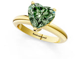 Yellow gold Fancy Green Heart Cut Diamond Solitaire Engagement Ring with Round Band and Four-Prong Setting_90
