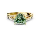 Yellow gold Fancy Green Heart Cut Diamond Solitaire Engagement Ring with Twisted Pavé Band and Four-Prong Setting_32