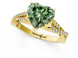 Yellow gold Fancy Green Heart Cut Diamond Solitaire Engagement Ring with Twisted Pavé Band and Four-Prong Setting_33