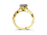 Yellow gold Fancy Green Heart Cut Diamond Solitaire Engagement Ring with Twisted Pavé Band and Four-Prong Setting_35