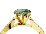 Yellow gold Fancy Green Heart Cut Diamond Solitaire Engagement Ring with Twisted Pavé Band and Four-Prong Setting_36