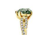 Yellow gold Fancy Green Heart Cut Diamond Solitaire Engagement Ring with Twisted Pavé Band and Four-Prong Setting_37
