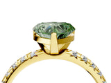 Yellow gold Fancy Green Heart Cut Diamond Solitaire Pavé Engagement Ring with Round Band and Prong Setting_16