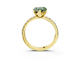Yellow gold Fancy Green Heart Cut Diamond Solitaire Pavé Engagement Ring with Round Band and Prong Setting_69