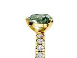 Yellow gold Fancy Green Heart Cut Diamond Solitaire Pavé Engagement Ring with Round Band and Prong Setting_71