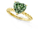 Yellow gold Fancy Green Heart Cut Diamond Solitaire Ring with Beaded Band and Prong Setting_24