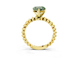 Yellow gold Fancy Green Heart Cut Diamond Solitaire Ring with Beaded Band and Prong Setting_26