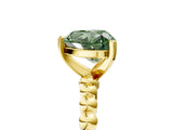 Yellow gold Fancy Green Heart Cut Diamond Solitaire Ring with Beaded Band and Prong Setting_28