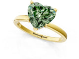 Yellow gold Fancy Green Heart Cut Diamond Solitaire Ring with Classic Band and Four-Prong Setting_1