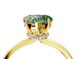 Yellow gold Fancy Green Heart Cut Diamond Solitaire Ring with Classic Band and Four-Prong Setting_4