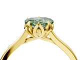 Yellow gold Fancy Green Heart Cut Diamond Solitaire Ring with Flower Prong Setting and Classic Band_16