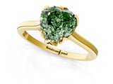 Yellow gold Fancy Green Heart Cut Diamond Solitaire Ring with Flower Prong Setting and Classic Band_37