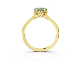 Yellow gold Fancy Green Heart Cut Diamond Solitaire Ring with Flower Prong Setting and Classic Band_39