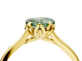 Yellow gold Fancy Green Heart Cut Diamond Solitaire Ring with Flower Prong Setting and Classic Band_40