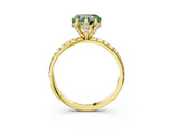 Yellow gold Fancy Green Heart Cut Diamond Solitaire Ring with Four-Prong Setting and Pavé Band_6