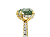 Yellow gold Fancy Green Heart Cut Diamond Solitaire Ring with Four-Prong Setting and Pavé Band_8