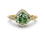 Yellow gold Fancy Green Heart Cut Diamond Solitaire Ring with Hidden Halo and Pavé Band_27