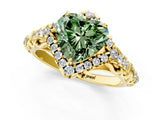 Yellow gold Fancy Green Heart Cut Diamond Solitaire Ring with Hidden Halo and Pavé Band_28