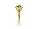 Yellow gold Fancy Green Heart Cut Diamond Solitaire Ring with Hidden Halo and Pavé Band_29