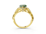 Yellow gold Fancy Green Heart Cut Diamond Solitaire Ring with Hidden Halo and Pavé Band_30