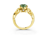 Yellow gold Fancy Green Heart Cut Diamond Solitaire Ring with Milgrain Pavé Band and Four-Prong Setting_20