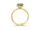 Yellow gold Fancy Green Heart Cut Diamond Solitaire Ring with Pavé Band and Hidden Halo_72
