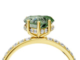 Yellow gold Fancy Green Heart Cut Diamond Solitaire Ring with Pavé Band and Hidden Halo_73