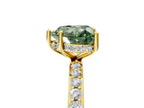 Yellow gold Fancy Green Heart Cut Diamond Solitaire Ring with Pavé Band and Hidden Halo_74