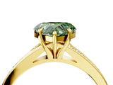 Yellow gold Fancy Green Heart Cut Diamond Solitaire Ring with Pavé Band and Prong Setting_16