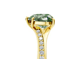 Yellow gold Fancy Green Heart Cut Diamond Solitaire Ring with Pavé Band and Prong Setting_17