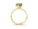 Yellow gold Fancy Green Heart Cut Diamond Solitaire Ring with Pave Band and Four Prong Setting_20