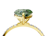 Yellow gold Fancy Green Heart Cut Diamond Solitaire Ring with Pave Band and Four Prong Setting_21