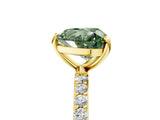 Yellow gold Fancy Green Heart Cut Diamond Solitaire Ring with Pave Band and Four Prong Setting_22