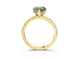 Yellow gold Fancy Green Heart Cut Diamond Solitaire Ring with Round  Pavé Band and Four-Prong Setting_19