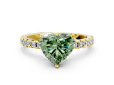 Yellow gold Fancy Green Heart Cut Diamond Solitaire Ring with Round  Pavé Band and Four-Prong Setting_36