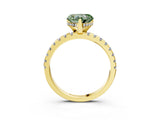 Yellow gold Fancy Green Heart Cut Diamond Solitaire Ring with Round  Pavé Band and Four-Prong Setting_39